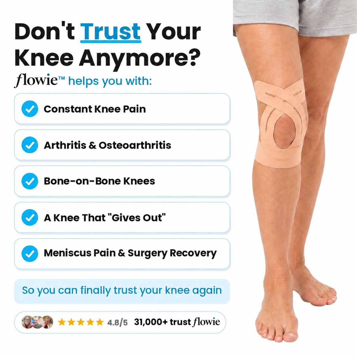 Flowie Knee Support // Pre-Cut Kinesiology Tape